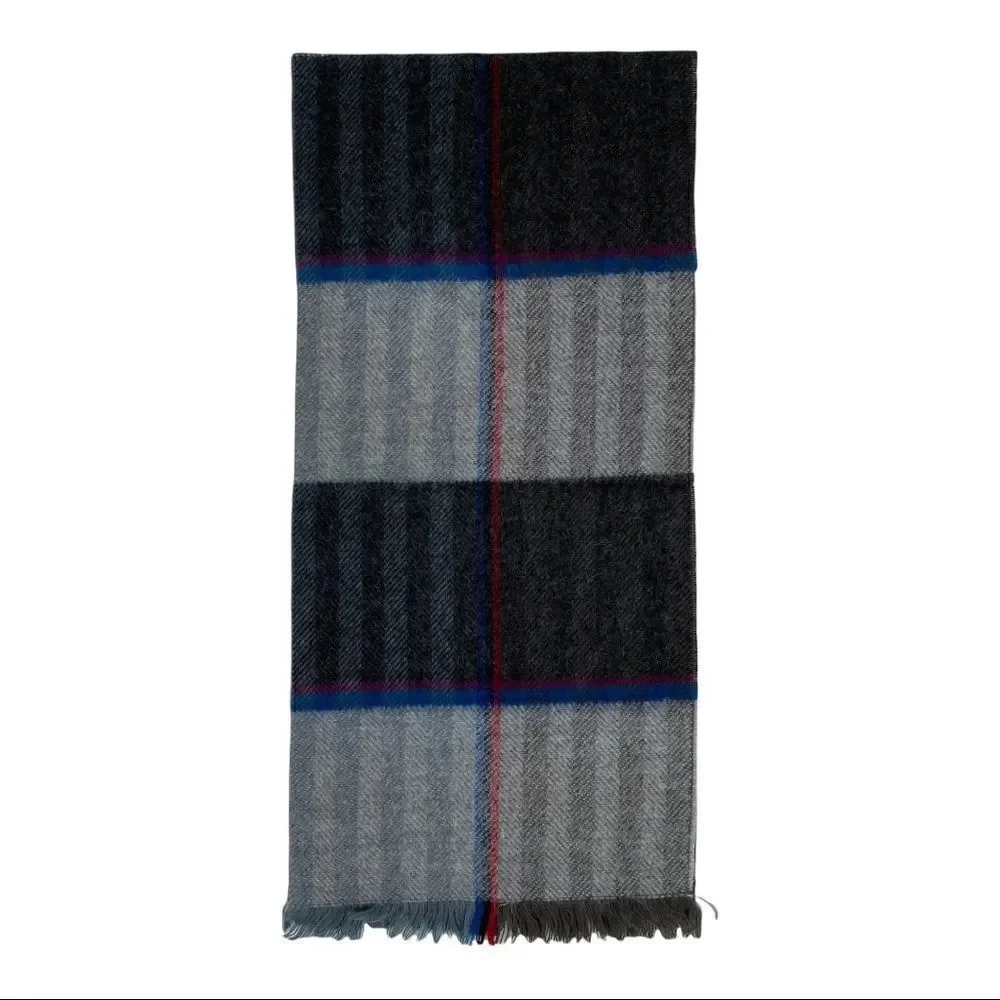 Vintage Fuzzy Soft Checker Plaid 100% Acrylic Scarf Made in West Germany